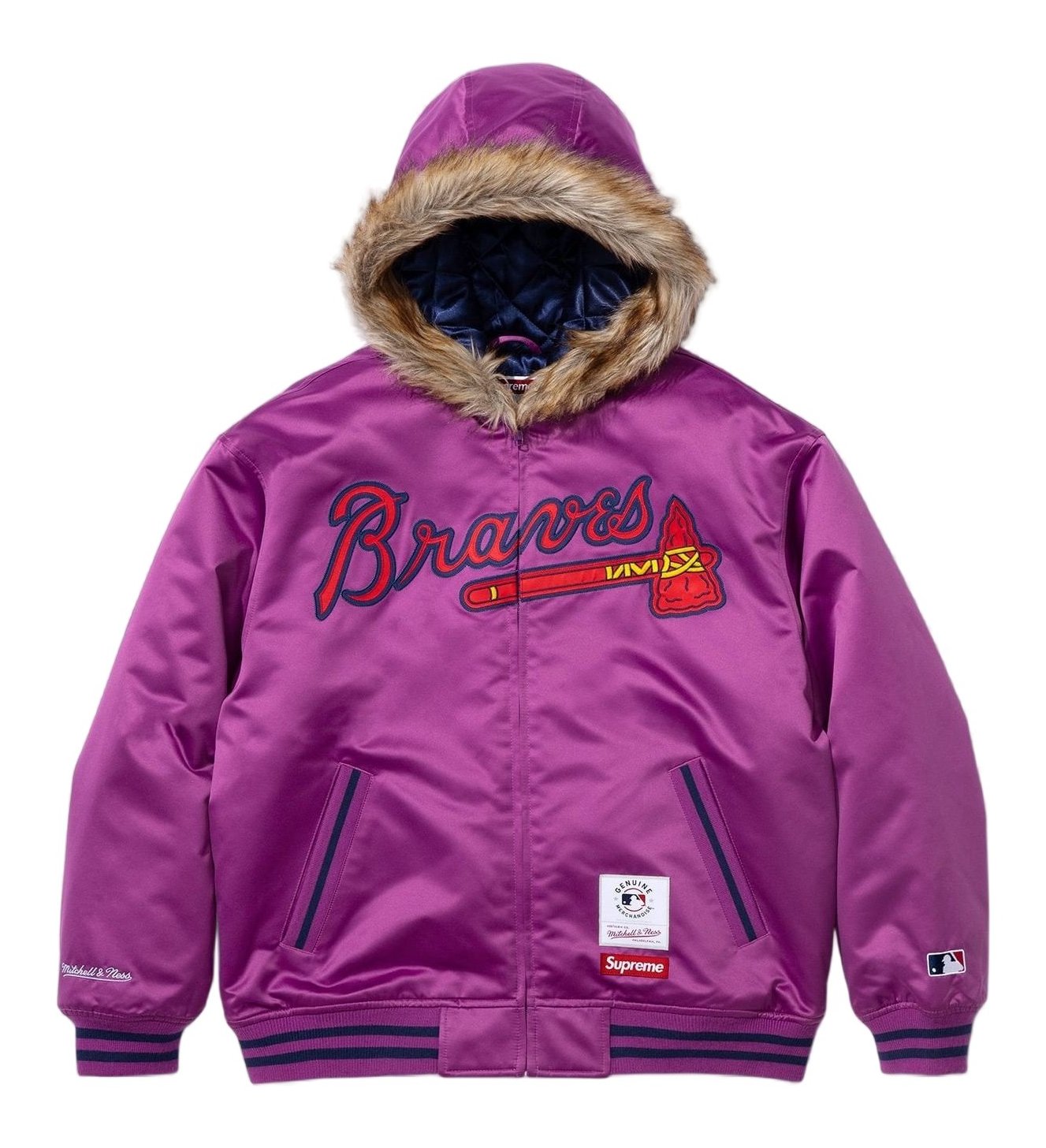 Supreme®/Mitchell & Ness® Teams Hooded Satin Varsity Jacket view 6